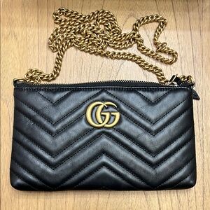 SOLD*Calfskin Matelasse Mini GG Marmont Chain Bag Black